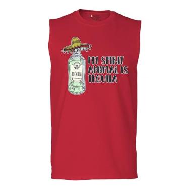 Imagem de Camiseta masculina My Spirit Animal is Tequila Muscle Five de Mayo Party Drinking, Vermelho, M