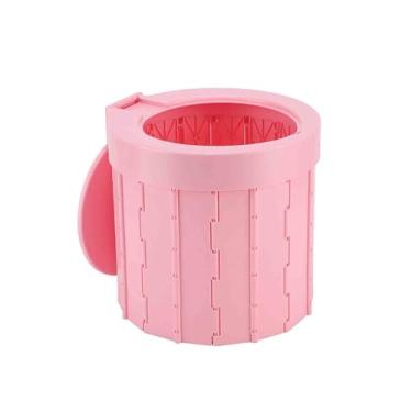 Imagem de JUSHZ Sanita de campismo portátil para adultos sanitários portáteis sacos de exterior balde para casa interior idosos cabeceira dobrável portátil para carros, emergência, viagens ao ar livre (rosa, 33