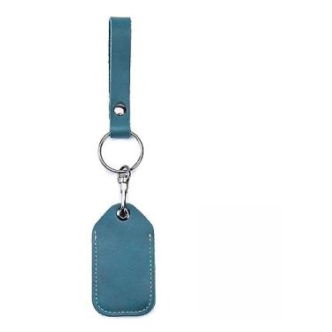 Imagem de Temvue Suporte de cartão de acesso de couro para AirTag RFID chaveiro chaveiro chaveiro NFC Smart Tag Card, Azul, Tendência