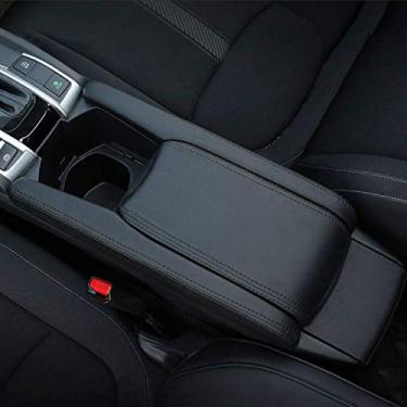 Imagem de Capa de couro para encosto de braço central Rifoda para Honda Civic 10ª geração 2016-2020, resistente ao desgaste e a arranhões (couro preto com linha preta)