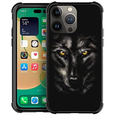 Imagem de DJSOK Capa compatível com iPhone 14 Pro Max, HSK Angry Wolf iPhone 14 Pro Max Capas com 4 cantos de proteção à prova de choque Soft TPU Bumper Slim Pattern Design Back Case