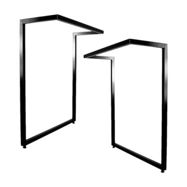 Imagem de Pé de Mesa Industrial Modelo L 75cmx58cm Pratico Moderno Para Home Office Estação de Trabalho Estilo Diretor Aparadores Buffet Na Cor Preto Reforçada em Aço Com Pés Regulaveis Kit 2 Peças - Delta