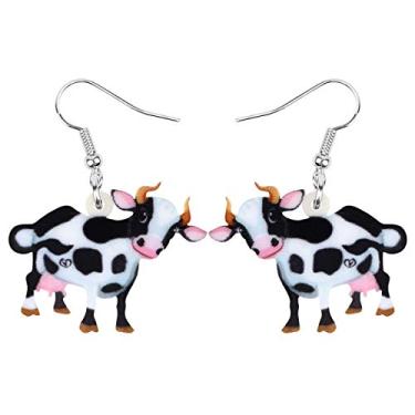 Imagem de WEVENI Brincos de vaca fofos de acrílico com pingente de gado leiteiro joia temática de fazenda para mulheres meninas presente engraçado, Acrílico, Sem pedra preciosa