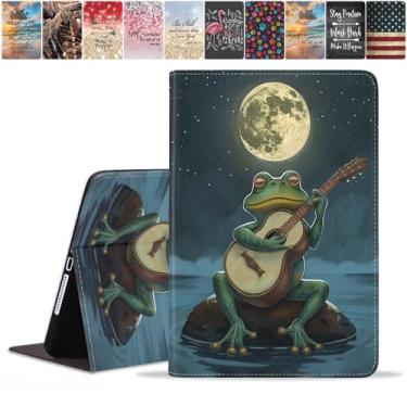 Imagem de FQTBCEARI Capa para Samsung Galaxy Tab S6 Lite 10,4 polegadas 2022/2020 (SM-P613/P619/P610/P615), capa fina de couro PU, suporte ajustável com capa para despertar/hibernar automaticamente, sapo