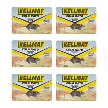 Imagem de COLA RATO RATOEIRA ADESIVA ARMADILHA PEGA RATOS KELLMAT KELLDRIN - KIT 6 UNIDADES