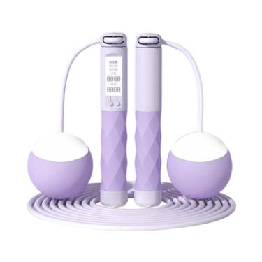 Imagem de Deevoka Corda de pular sem fio, corda de pular, com contador digital, corda de pular para treino interno, treinamento, crianças, roxo