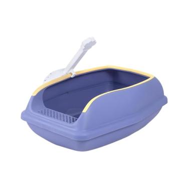 Imagem de Fenteer Caixa de areia comadre semi-fechado gatinho vaso sanitário para gatos internos bandeja de areia para gatos, L Violeta