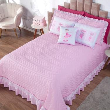Imagem de Cobre Leito Com Babado Bordado Ballet Queen 7 Peças - Rosa