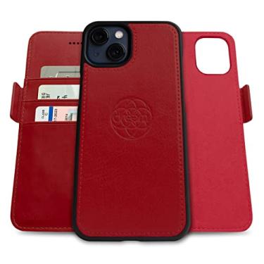 Imagem de Capa Carteira Dreem Fibonacci p/iPhone 13, 2-em-1, case antichoque, couro vegano, capa removível, compatível com acessórios MagSafe. Proteção RFID. Design para homens e mulheres [Vermelho]