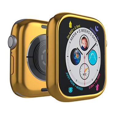 Imagem de Capa protetora compatível com Apple Watch séries 3/2/1 - [42 mm] | Capa protetora fina, leve e absorvente de choque com protetor de tela de TPU embutido - dourado