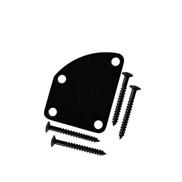 Imagem de Metallor Placa de pescoço para guitarra elétrica, corte curvado, semi-redonda, junta traseira, placa de montagem, 4 furos com parafusos, compatível com peças de reposição Stratocaster Telecaster