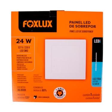 Imagem de Foxlux Painel LED Quadrado Sobrepor 24W 6500K Biv, Branco