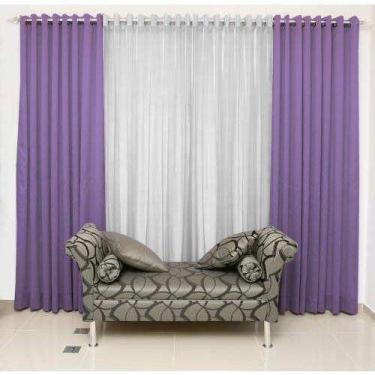 Imagem de Cortina Bicolor Rústica com Ilhóses Cromado 4 x 2,5  Admirare, Lilás