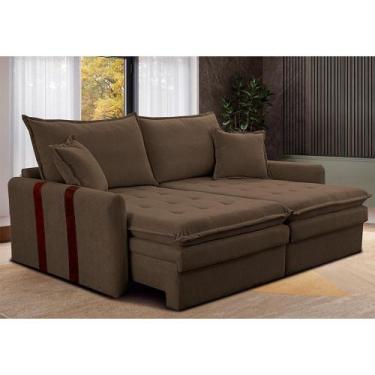 Imagem de Sofá Baú Sem Caixa Retrátil 2,00m SoftGel Bonnie Boucle Marrom Cama in