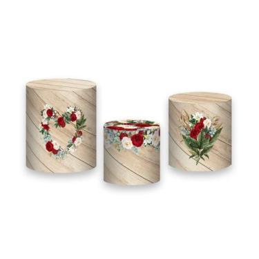 Imagem de Trio de Capas de Cilindro - Casamento Flores Vermelhas 007 - Via Cores
