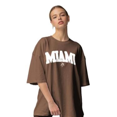 Imagem de Camiseta Oversized Estampada Miami Unissex Algodão Manga 3/4 - Zoe Str