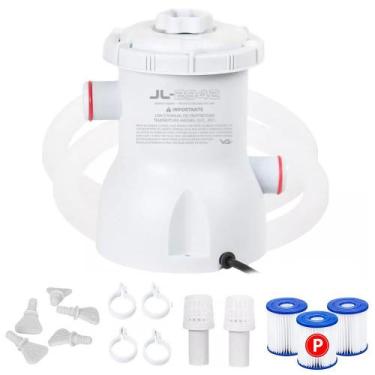 Imagem de Bomba Filtro 1250l/h para Piscina Inflável e Estrutural + 2 Cartuchos 
