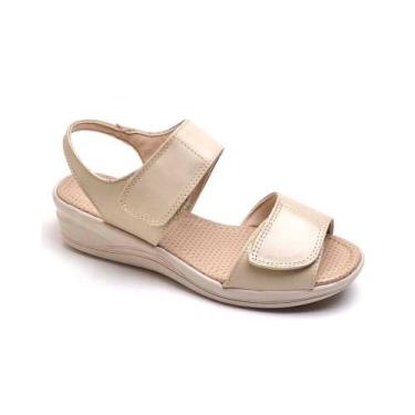 Imagem de Papete Feminina Ortopédica Conforto Leve Couro Pizaflex, Marfim, 35, F