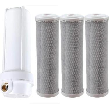 Imagem de Filtro Caixa Água 3 Refil Carvão Ativado Remove Cloro - Cls Virtual