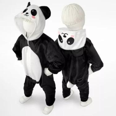 Imagem de Pijama Panda Infantil Com Capuz 80% Algodão 20% Políester A Pronta Ent