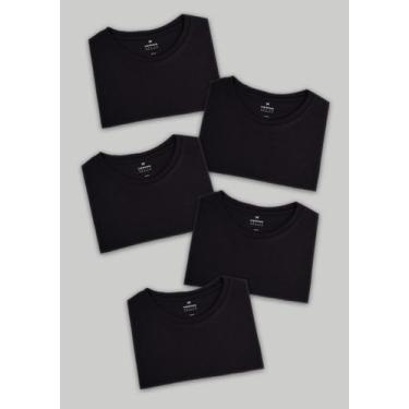 Imagem de Kit 5 Camisetas Masculinas Básicas Slim - Hering, Preto, XG