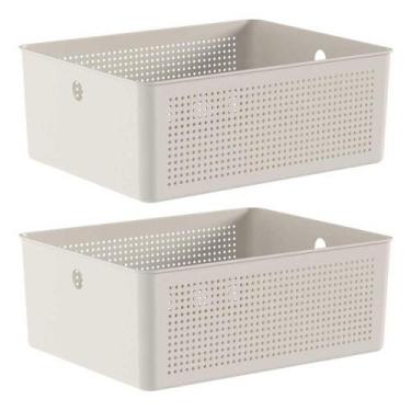 Imagem de 2x Cesto 12L Organizador Ou Flow Bege 13cm X 27cm X 34cm