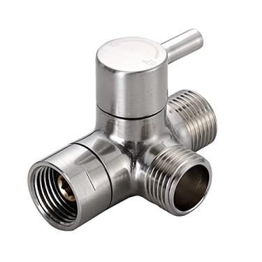 Imagem de Little World Válvula de desvio de braço de chuveiro – Válvula de desvio de chuveiro de 3 vias, válvula de chuveiro de latão sólido G1/2 para chuveiro manual universal e sistema de chuveiro de cabeça de pulverização fixa (níquel escovado)
