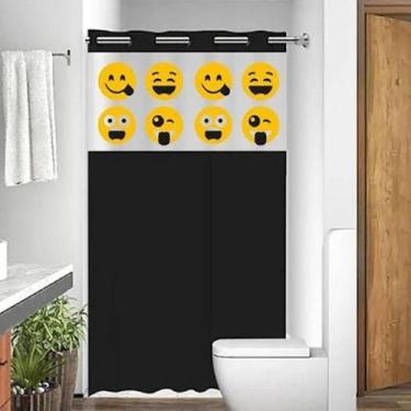 Imagem de CORTINA PRA BOX PVC IMPERMEÁVEL COM VISOR 1,30x1,98 EMOJI DIVERTIDO PR