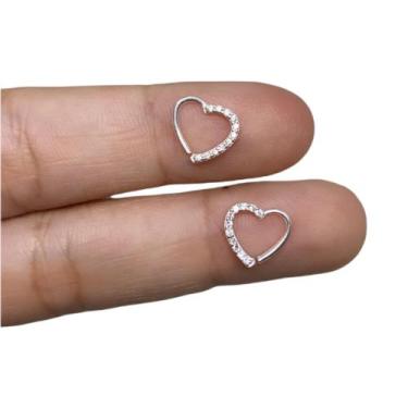 Imagem de Piercing Daith Coração Prata 925 Orelha Esquerda e Direita - RaraSteel