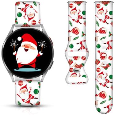 Imagem de Pulseiras de relógio de Natal e Dia das Bruxas compatíveis com Samsung Galaxy Watch 40 mm, 41 mm, 42 mm, 44 mm, 45 mm e 46 mm, pulseira de silicone de substituição de 20 mm para Galaxy Watch 5 / Watch 5 Pro / Watch 4 / Watch 4 Classic / Watch 3 (Merry Christmas)