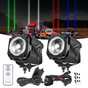 Imagem de Auto Power Plus Kit de luzes Whipless Whipless com interruptor e controle remoto, 2 unidades de LED Spot RGBW Chase Lights Antena Kit de chicotes de luz LED para UTV ATV RZR Can Am SxS caminhão barco