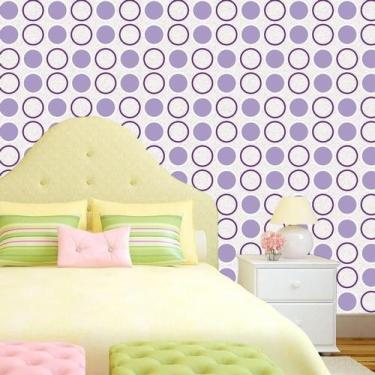 Imagem de Papel De Parede Círculos Lilás Geométricos Autocolante Sala - LRP