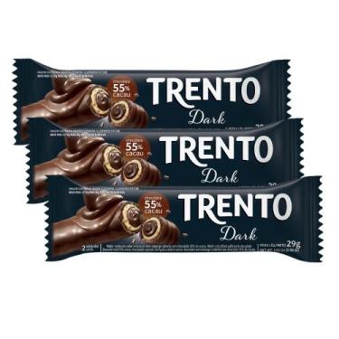 Imagem de Kit 3 Chocolate Trento Dark Chocolate Meio Amargo 55% Cacau 29g