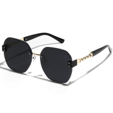 Imagem de HPIRME Óculos de sol sem armação, masculino e feminino, armação grande, quadrado, diamante, UV400, 1, tamanho único