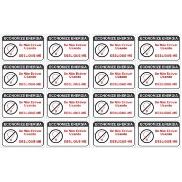 Imagem de Kit com 16 Etiquetas Economize Energia PS Autoadesivas 5x25cm Se Não E