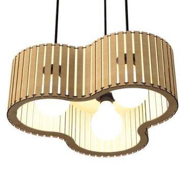 Imagem de Luminária Pendente CREPUSCULO Modelo Ripado - CORALISA, MDF CRU