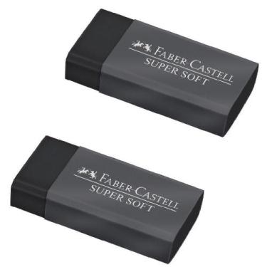 Imagem de Kit 02 Borrachas Técnica SuperSoft Preta Dust Free Faber Castell - FAB