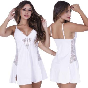 Imagem de Camisola Fabiana de Microfibra Light e Renda Feminino - Biografia da M