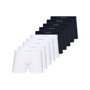 Imagem de Kit com 10 Cuecas Boxer Lupo 661-001 Colorido, Branco, XG