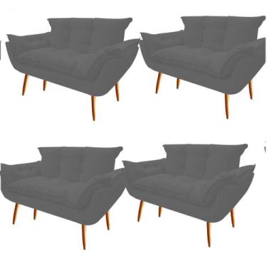 Imagem de Kit 04 Namoradeira  Decorativa  Opala Pés Palito em Madeira 2 Lugares 