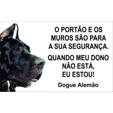 Imagem de Placa Identificação Cão Bravo Cuidado Dogue alemão - Ciruvix