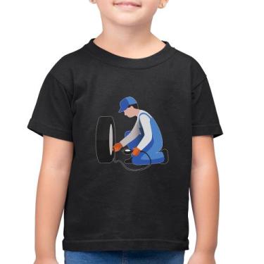 Imagem de Camiseta Algodão Infantil Borracharia - Foca na Moda, Preto, 10