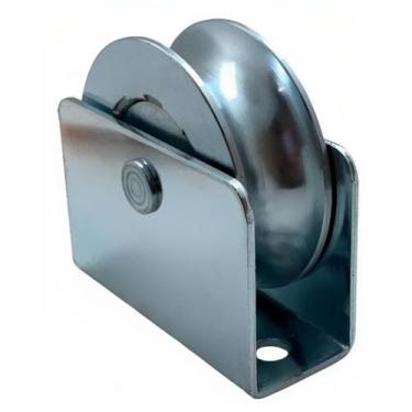 Imagem de Roldana em aço 4" canal (u) com suporte e rolamento porta portao ferro