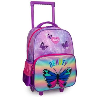 Imagem de Mochila Escolar Borboleta Beauty Rodinhas Tam G Infantil - Yepp