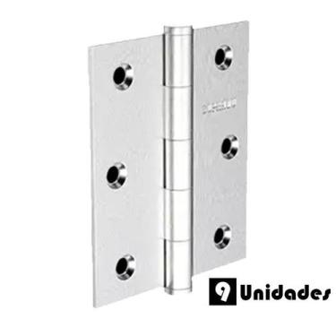 Imagem de Dobradiça Porta Madeira Média 3x2.1/2 Inox Escovado 9 Peças - Soprano