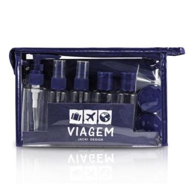 Imagem de Necessaire com Frascos para Viagem 10 Peças Jacki Design Azul