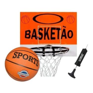 Imagem de Tabela Basquete Aro + Rede + Bola + Bomba De Inflar - Oliveira