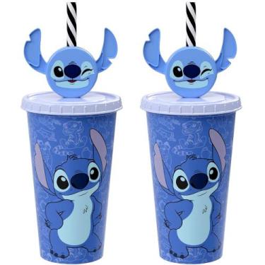 Imagem de 2 Copos Lilo Stitch Orelhas p/ Suco Refrigerante Original - Plasútil