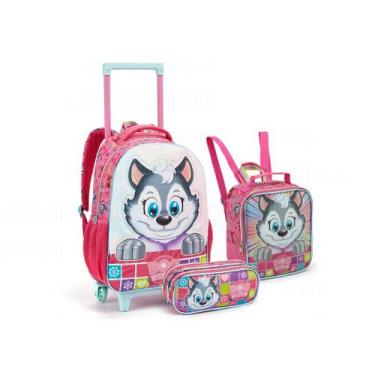 Imagem de Kit Mochila Rodinha Cachorro Herói Lancheira Estojo Escolar - Seanite,
