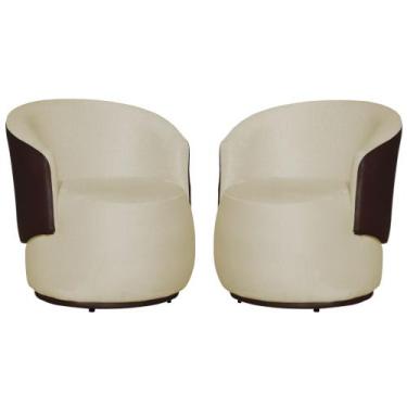Imagem de Kit 02 Poltronas Decorativa Beatriz Confortáveis Tecido Suede Mesclado